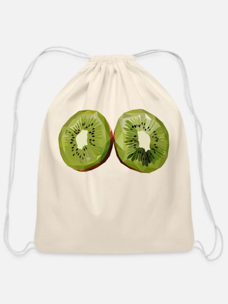 lowpoly kiwi fruit - Cotton Drawstring Bag - natural