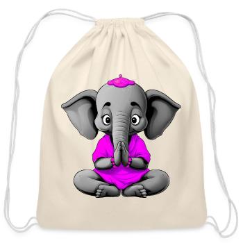 Yogi Elephant - Cotton Drawstring Bag - natural - Front