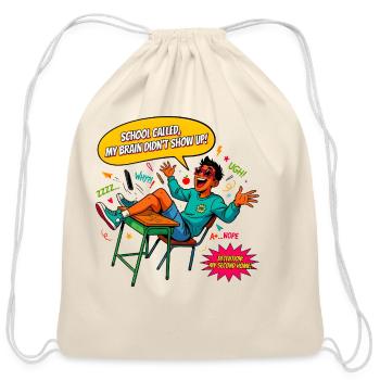 Absent Mind Study Desk Humor - Cotton Drawstring Bag - natural - Front
