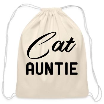Cat Auntie Funny Cat - Cotton Drawstring Bag - natural - Front
