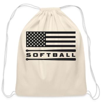 American Flag Softball - Softball - Cotton Drawstring Bag - natural - Front