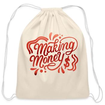 making money - Cotton Drawstring Bag - natural - Front
