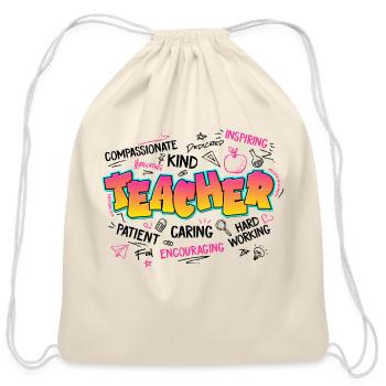 "Teachers Radiating Excellence" - Cotton Drawstring Bag - natural - Front