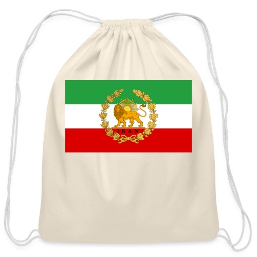 State Flag of Iran Lion and Sun - Cotton Drawstring Bag