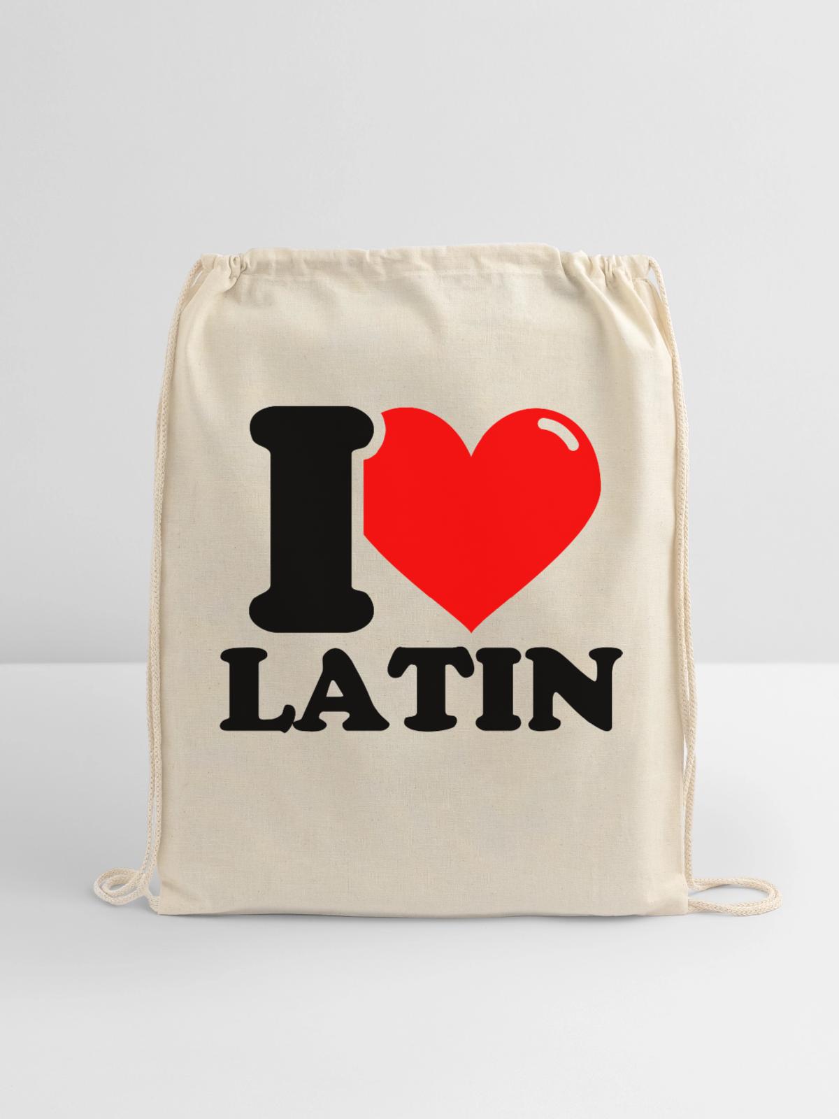 I Love Latin - Cotton Drawstring Bag - natural - Front