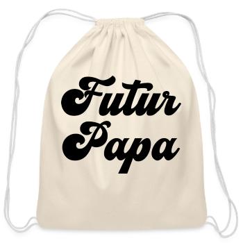 Futur Papa - Cotton Drawstring Bag - natural - Front