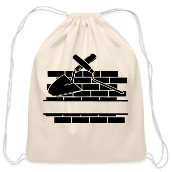 Joint nail and trowel with wall - Cotton Drawstring Bag - natural - Front