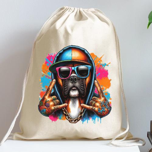 Colorful Boxer Splash Art - Cotton Drawstring Bag