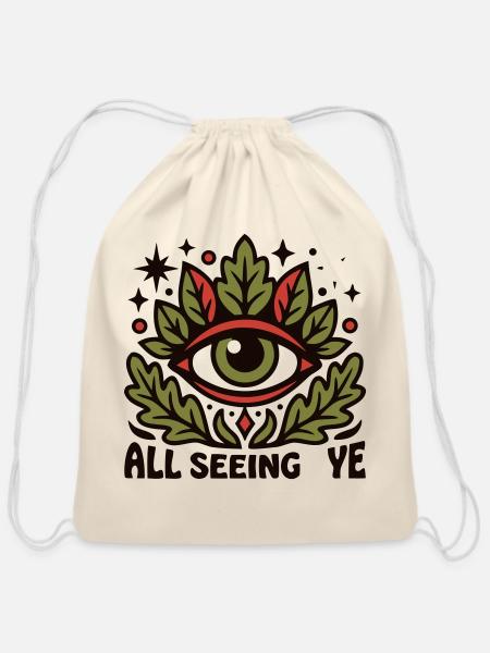 All Seeing Eye Crest - Cotton Drawstring Bag - natural