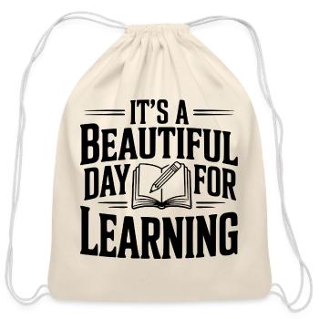 It's A Beautiful Day For Learning - Cotton Drawstring Bag - natural - Front