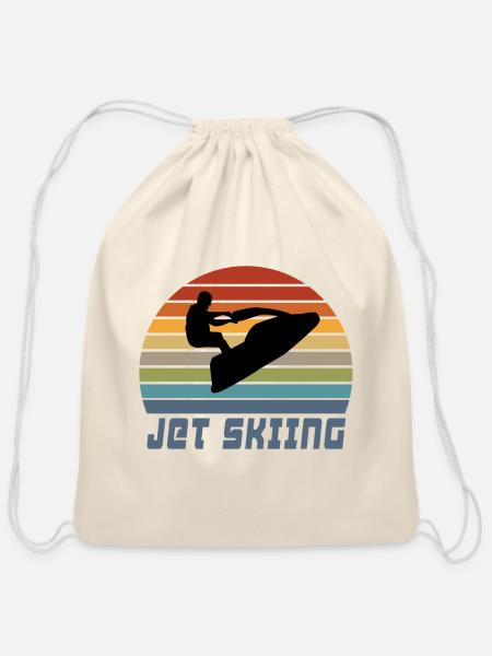 Jet Ski Design - Cotton Drawstring Bag - natural