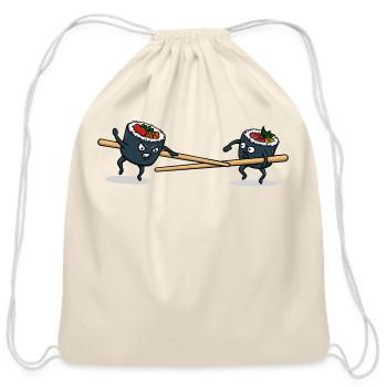 Japanese Cuisine Rice Sushi Meal Sticks - Cotton Drawstring Bag - natural - Front