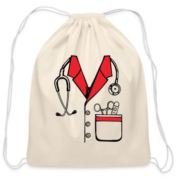 Doctor Stethoscope - Cotton Drawstring Bag - natural - Front