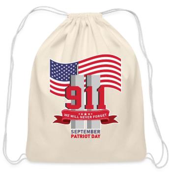 Patriot Day Never Forget 911 Anniversary - Cotton Drawstring Bag - natural - Front