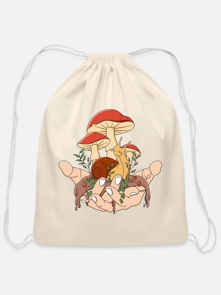 A Piece of Goblincore - Cotton Drawstring Bag - natural