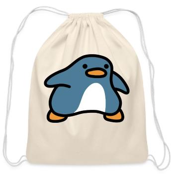 Penguin Doodle - Cotton Drawstring Bag - natural - Front