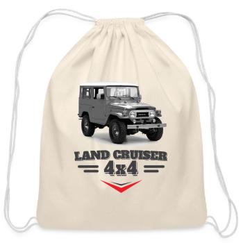 Toyota Land Cruiser J40 Off-Road Car - Cotton Drawstring Bag - natural - Front