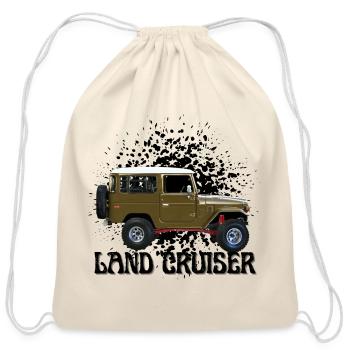 Toyota Land Cruiser J40 Off-Road Car Splash - Cotton Drawstring Bag - natural - Front