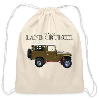 Toyota Land Cruiser J40 Off-Road Car - Cotton Drawstring Bag - natural - Front