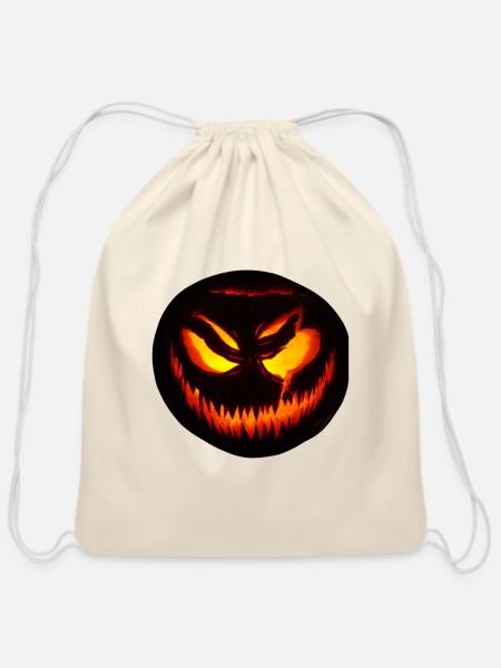 Halloween traditions - Cotton Drawstring Bag - natural