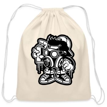 Bombe Graffiti Spray Painting Cartoon Character - Cotton Drawstring Bag - natural - Front