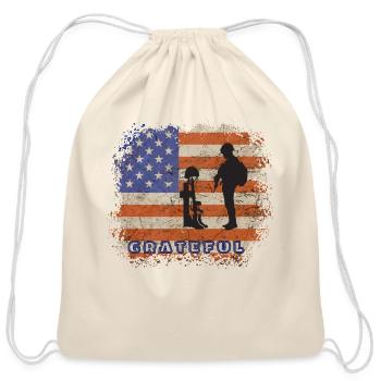 Military, Patriotic, Grateful, 4th of july, USA - Cotton Drawstring Bag - natural - Front