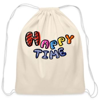 Happytime - Cotton Drawstring Bag - natural - Front