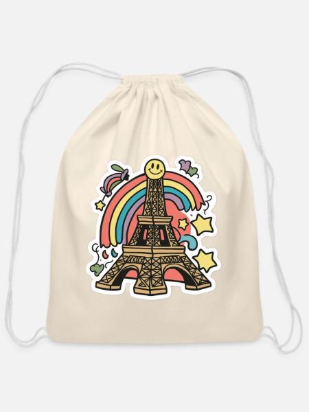 Eiffel tower - Cotton Drawstring Bag - natural