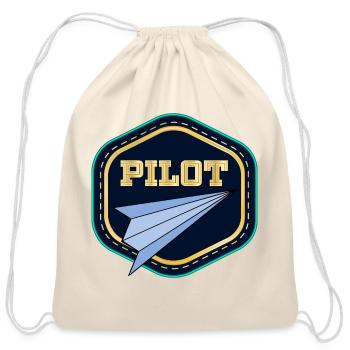 PILOT PAPER AIRPLANE - Cotton Drawstring Bag - natural - Front