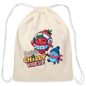 Berry Chill Vibes! - Cotton Drawstring Bag - natural - Front