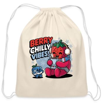 Berry Chill Vibes - Cotton Drawstring Bag - natural - Front