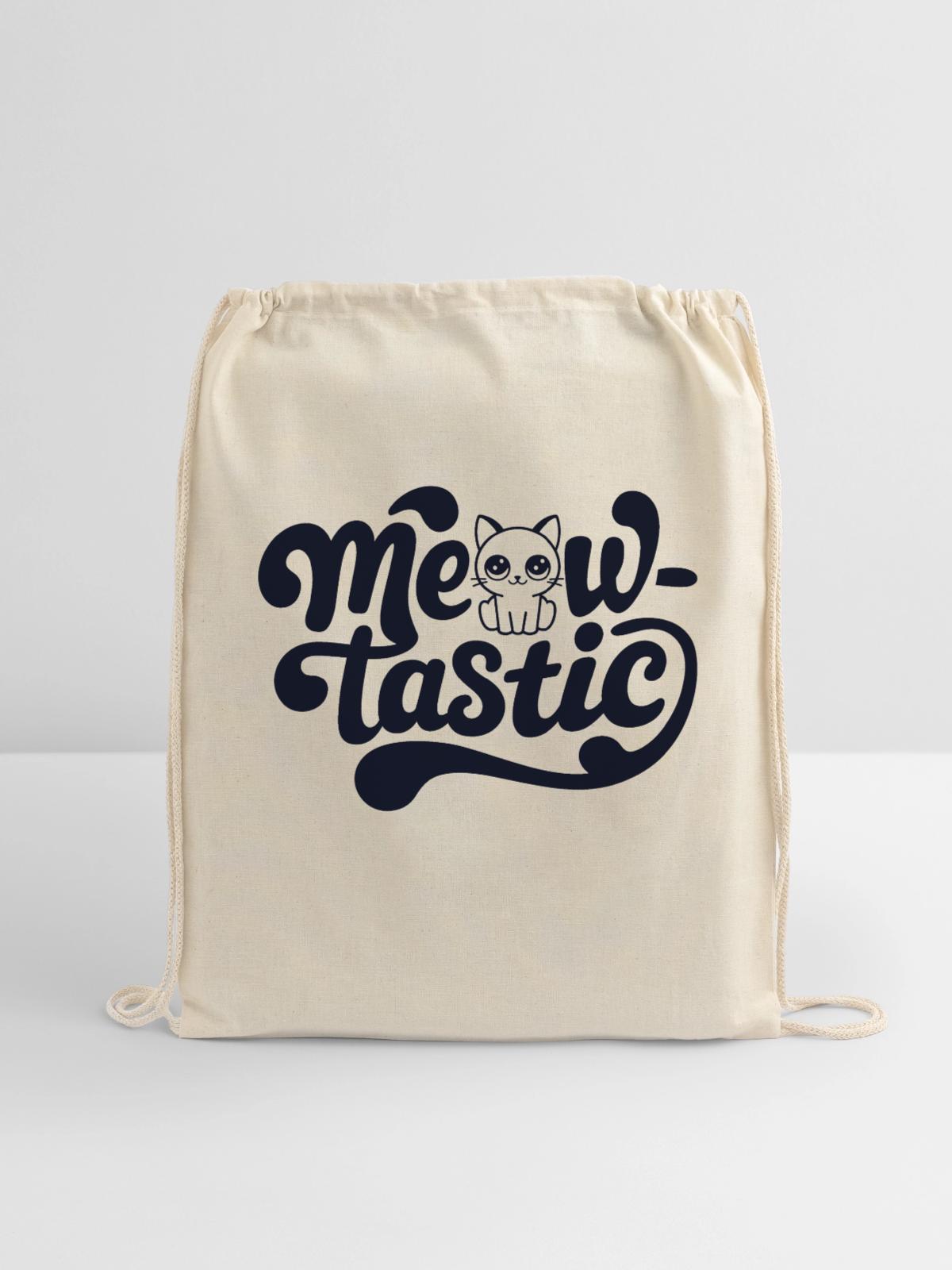 Cat Meow-Tastic Fantastic - Cotton Drawstring Bag - natural - Front