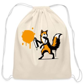 Graffiti Fox in Creative Stencil Style - Cotton Drawstring Bag - natural - Front