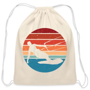 Sunset Kite Surf Silhouette - Cotton Drawstring Bag - natural - Front