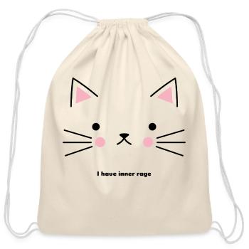 "I Have Inner Rage" Funny T-Shirt for Women & Girl - Cotton Drawstring Bag - natural - Front