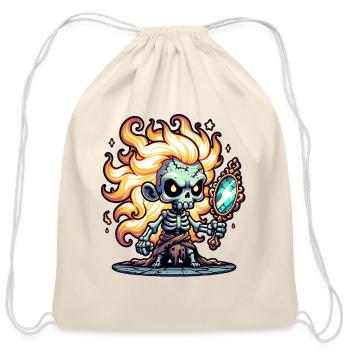Flame-Haired Skeleton Witch – Magic Mirror Spirit - Cotton Drawstring Bag - natural - Front