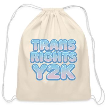 Trans Rights Y2K Bubble Design - Cotton Drawstring Bag - natural - Front