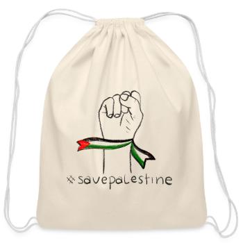 SAVE_PALESTINE - Cotton Drawstring Bag - natural - Front