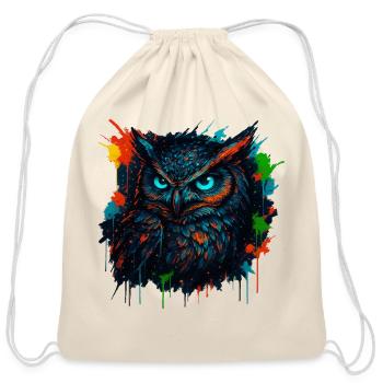 Owl Neon Splash - Cotton Drawstring Bag - natural - Front