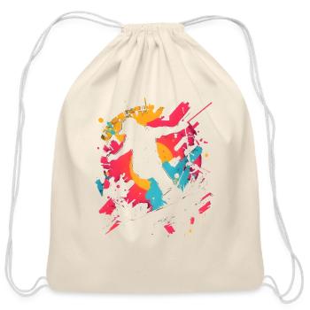 Neon Splash Dancer Silhouette - Cotton Drawstring Bag - natural - Front