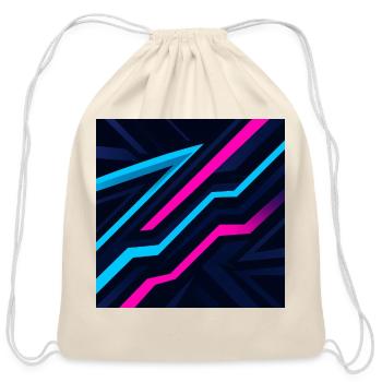 Neon Zigzag Pulse - Cotton Drawstring Bag - natural - Front
