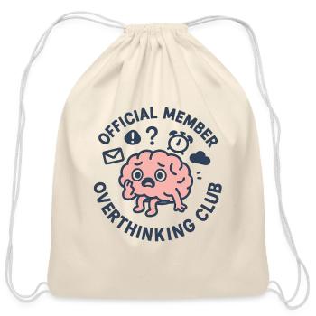 Overthinking Club Brain Logo - Cotton Drawstring Bag - natural - Front