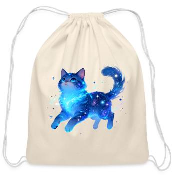 Cosmic Nebula Cat - Cotton Drawstring Bag - natural - Front