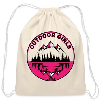 Pink Mountain Outdoor Girls Logo - Cotton Drawstring Bag - natural - Front