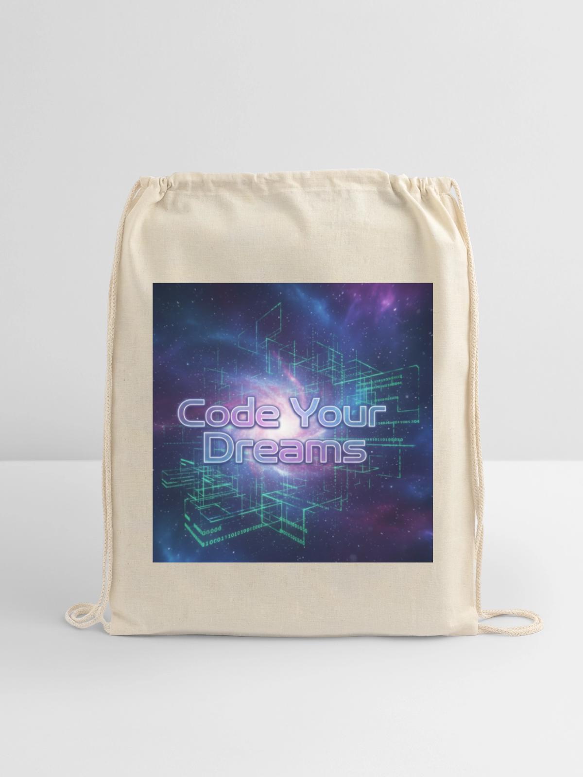 Code Your Dreams - Cotton Drawstring Bag - natural - Front