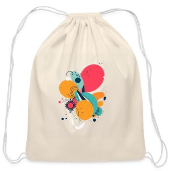 Vivid Abstract Floral Burst - Cotton Drawstring Bag - natural - Front