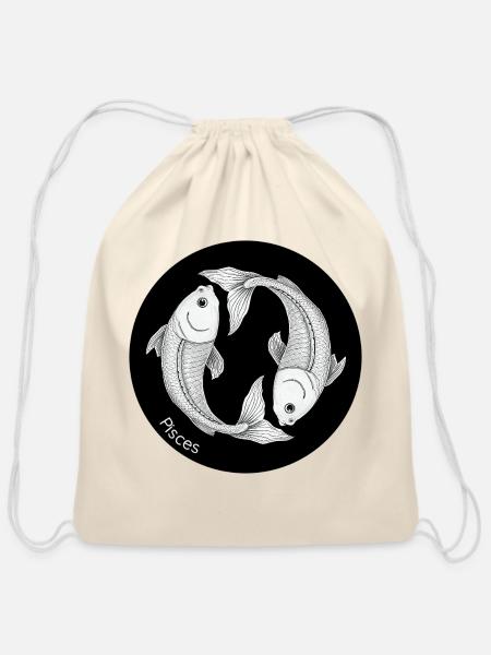 Pisces sign. - Cotton Drawstring Bag - natural