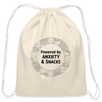 Anxiety and Snacks Circular Logo - Cotton Drawstring Bag - natural - Front