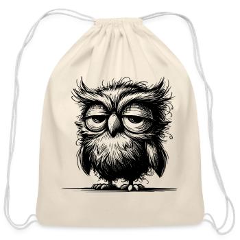 Owl I'm Not Grumpy, Just Sleepy - Cotton Drawstring Bag - natural - Front