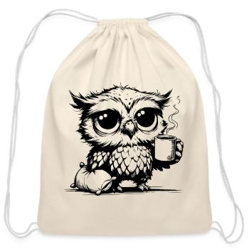 I Was Awake All Night Owl With Pillow - Cotton Drawstring Bag - natural - Front